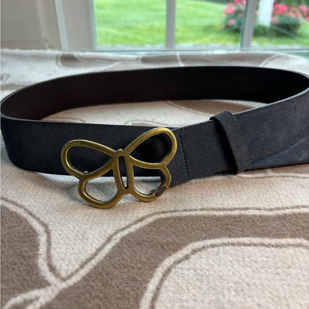 Vintage Coach Blue Suede Belt w/Butterfly buckle